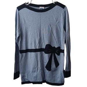 DG2 By Diane Gilman Lightweight Crewneck Black Bow Sweater Women's Size Medium